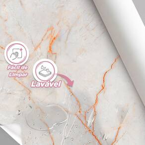 Papel De Parede Painel 3D Mármore Carrara Fio Laranja 2M