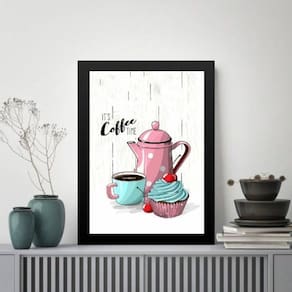 Quadro Café Com Cupcake 24X18Cm