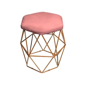 Puff Aramado Rose Base De Ferro Rose Gold Web Shop Moveis