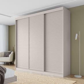 Guarda-roupa Casal 3 Portas de Correr Ripadas Samambaia Cabecasa Madeiramadeira Off White