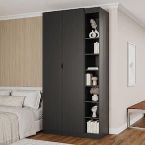Guarda-roupa Modulado 2 Portas 3 Peças Hera Cabecasa Madeiramadeira Preto