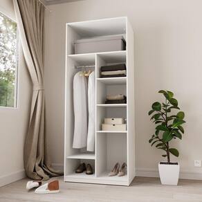 Guarda-roupa Modular 80cm sem Portas com Prateleiras Jade Cabecasa Madeiramadeira Branco
