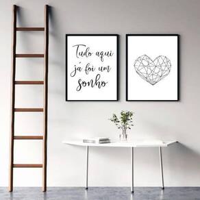 Kit 2 Quadros Tudo Aqui Já Foi Um Sonho 45X34Cm - Preta