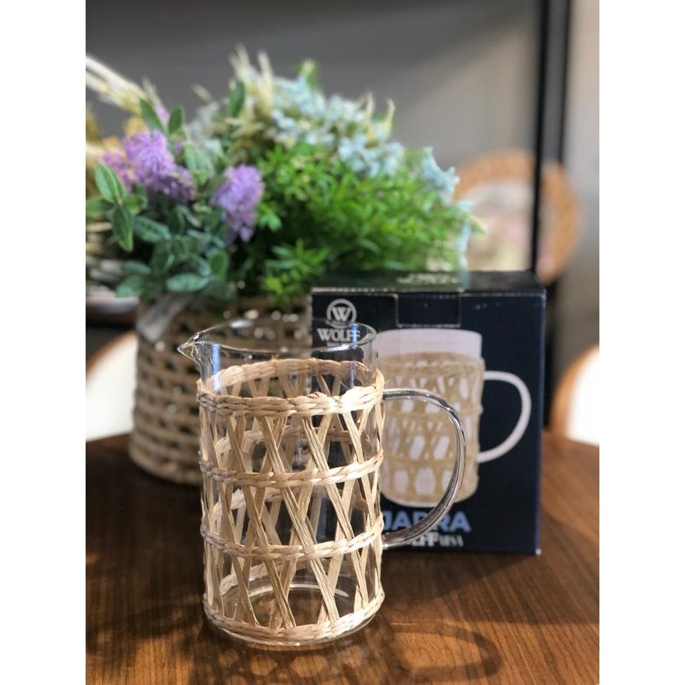 Jarra De Vidro E Fibra Natural 1L