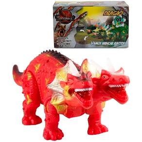 Dragão Dinossauro Brinquedo Com 2 Cabeças Luzes LED Vermelho