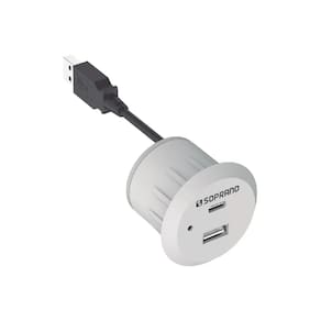 Tomada De Embutir Para Móveis Usb Tipo A E C Branca 2,0A