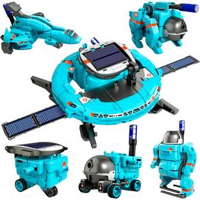 Kit 6 Brinquedo Espacial Robótica Miniatura Lunar Solar Azul