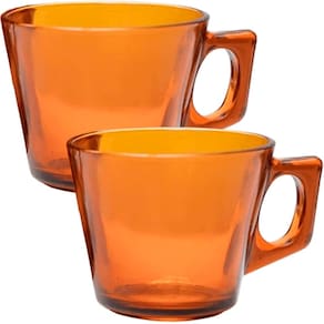 Kit Jogo De Xicaras 12 Pessoas 12Pçs Âmbar Em Vidro De 180ml