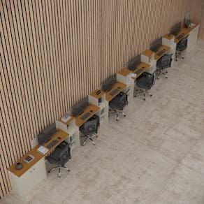 Conjunto de Escritório Smart 5 Livreiro 2 Buffet e 6 Mesas 90cm