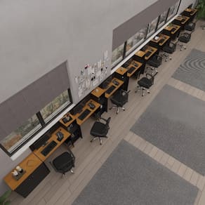 Conjunto de Escritório Smart 8 Livreiro 1 Buffet e 9 Mesas 90cm