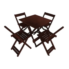 Mesa Dobrável 70x70cm em Madeira Maciça para Restaurantes e Lanchonetes com 4 Cadeiras - Imbuia