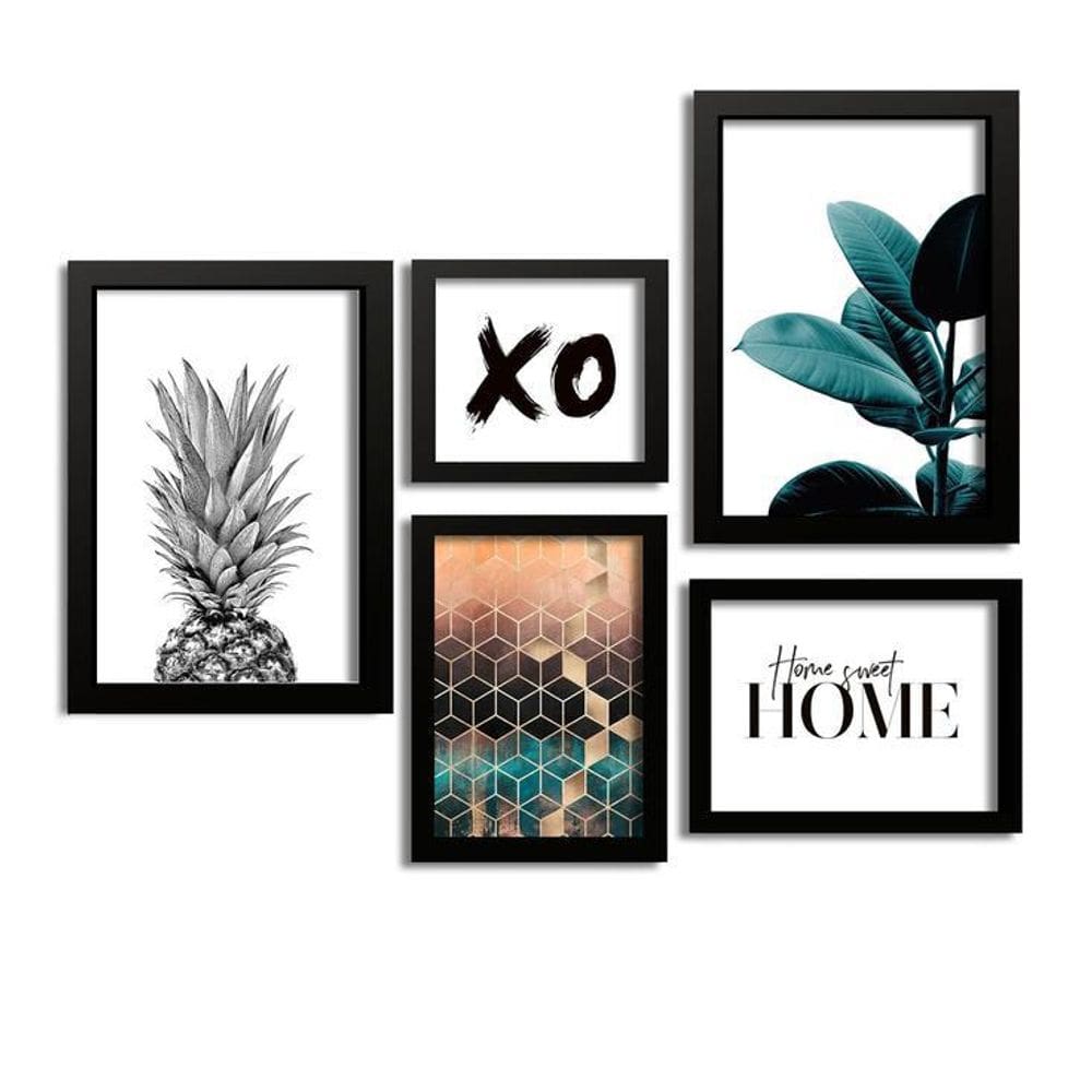 Kit 5 Quadros Decorativos Abacaxi Plants