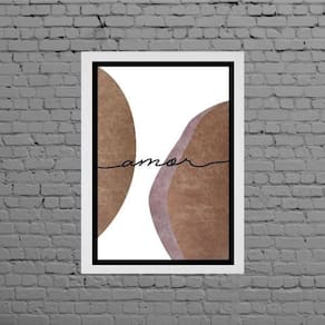 Quadro Decorativo Amor Abstrato Marrom 45X34Cm