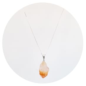 Colar 60Cm Prata 925 Citrino Bruto - Natural - P. Vecchio