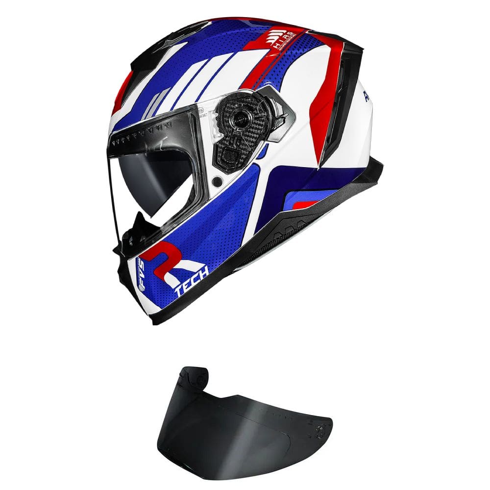 Capacete Race Tech Volt Track Branco e Azul Mais Viseira Fumê