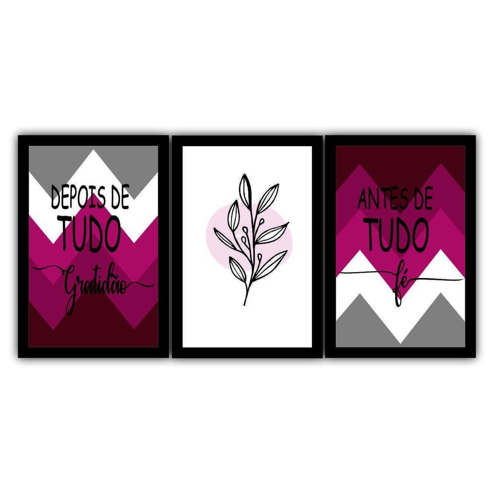 Quadro Decorativo Antes+Depois Vinho Com 3 30X40 Cm