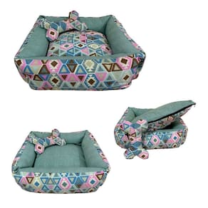 Cama Impermeável Com Travesseiro Para Cães E Gatos - Verde G