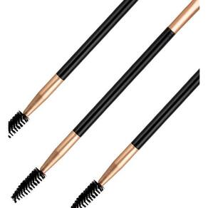 Kit 3 Pincéis Duplo Ponta Chanfrada E Escovinha Sobrancelha