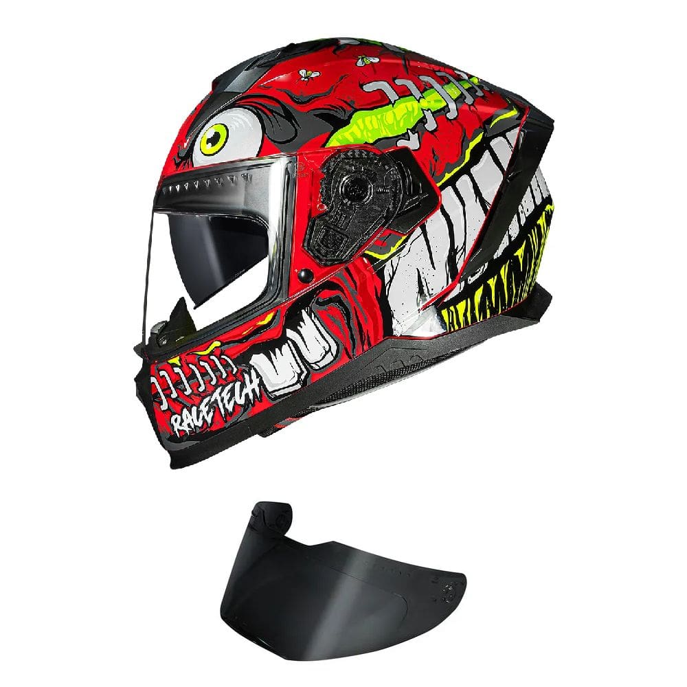 Capacete Race Tech Volt Croc Vermelho Mais Viseira Fumê