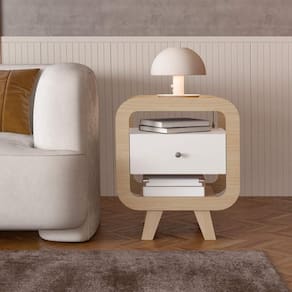 Mesa de Apoio Lyon com entrada USB Nature Branco