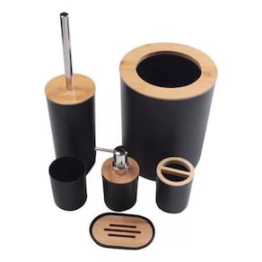 Kit 6 Peças Para Lavabo Banheiro Moderno Bambu Plástico ABS