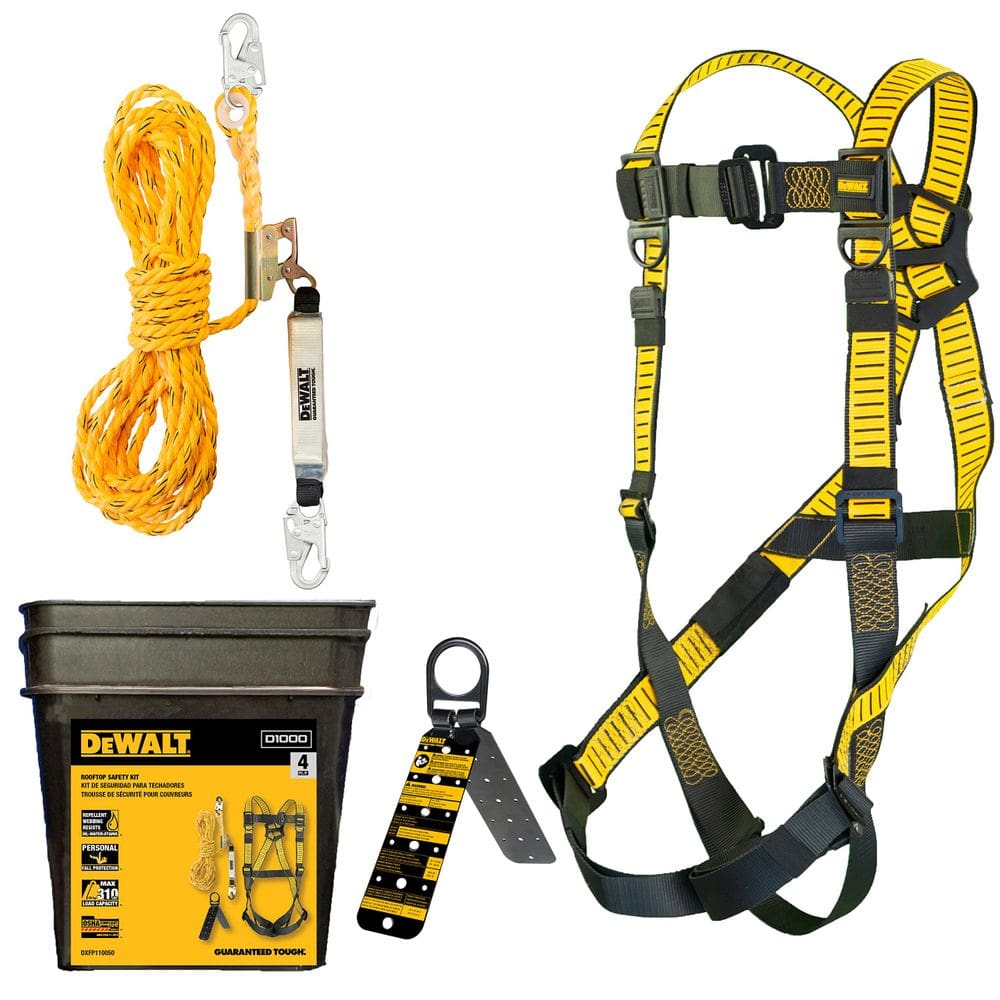 Kit de segurança de telhado DEWALT D1000 Harness com linha de vida vertical