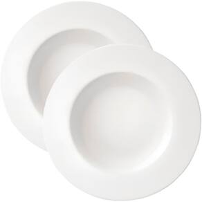 Kit Jogo Prato Fundo Sopa 10pçs 10 Pessoas Aba Larga De 23cm