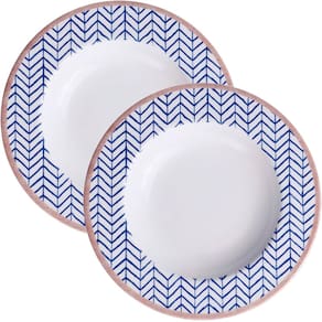 Jogo Prato Fundo Sopa Lanche 12Pçs 12 Pessoas Abstratta 23cm