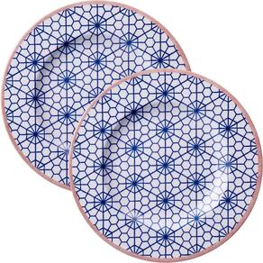 Jogo Pratos Sobremesa Lanche 10Pçs 10 Pessoas Abstratta 21cm