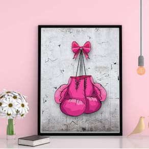 Quadro Decorativo Luva De Boxe Rosa 24X18Cm
