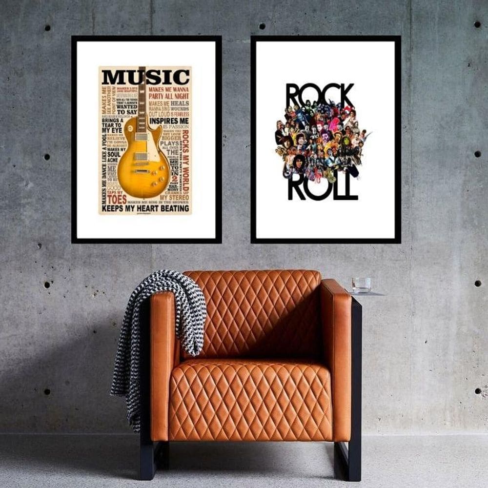 Kit 2 Quadros Music Rock - 60X48Cm