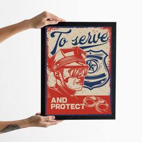 Quadro Decorativo Vintage Polícia 45X34Cm