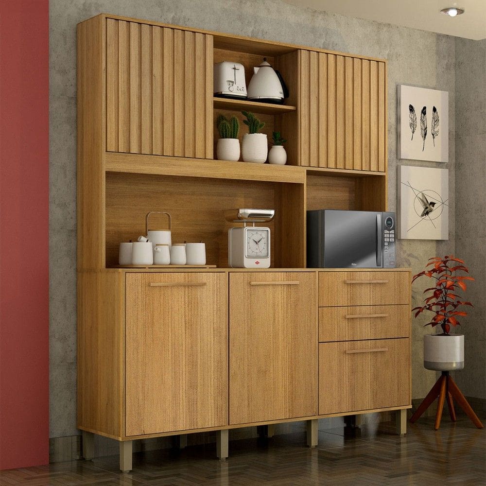 Armário de Cozinha Diamante 5 Portas 2 Gavetas Cinamomo - Valdemóveis