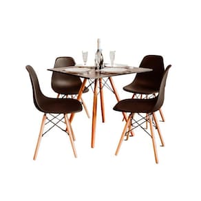 Kit Mesa Eiffel Preta Quadrada 80Cm E 04 Cadeiras Eiffel