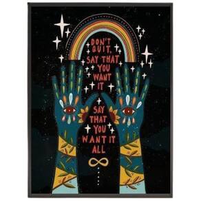 Quadro Decorativo Místico Dont Quit 45X34Cm - Madeira Preta