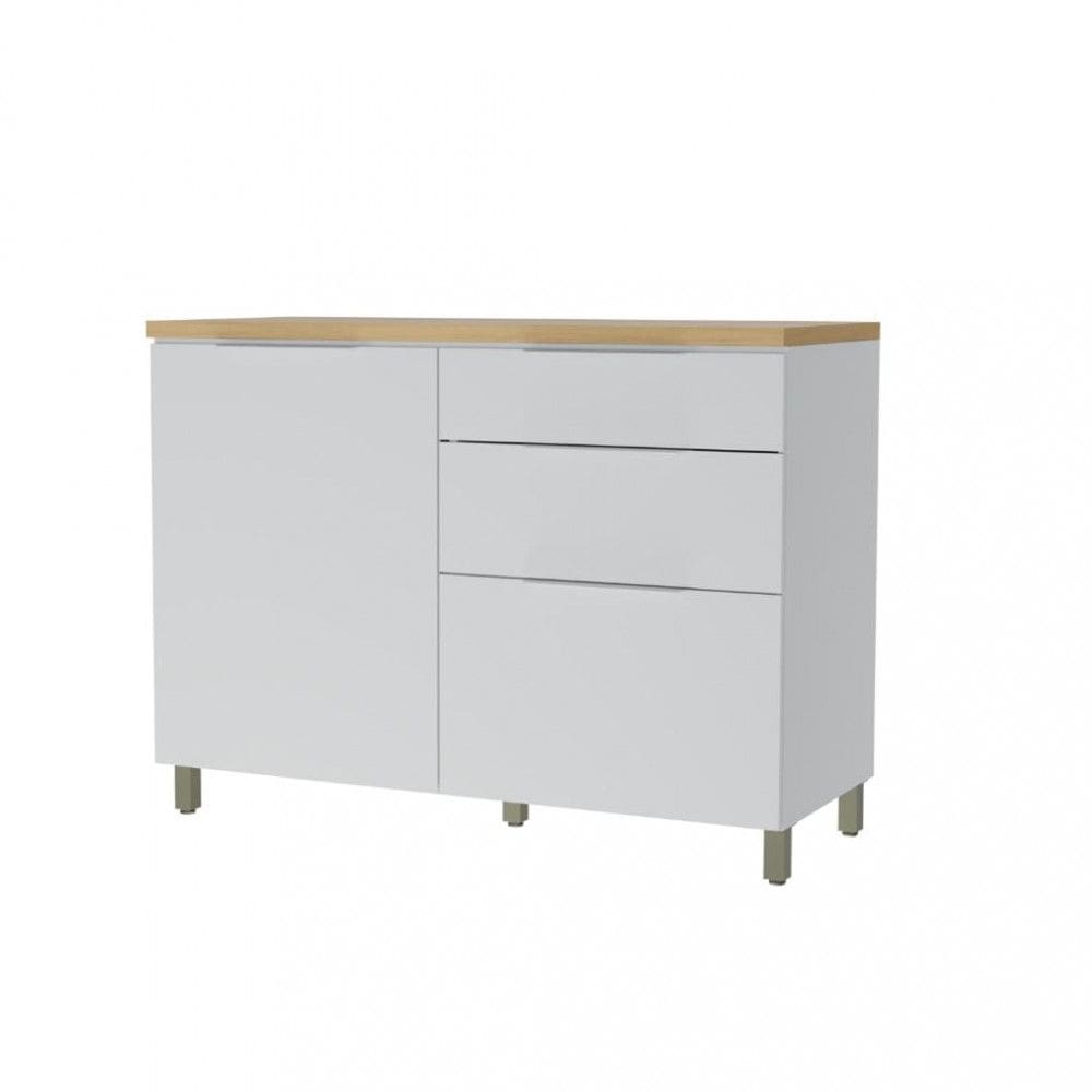 Balcão Com Tampo 100 MDF 1 Portas 3 Gaveta 120cm Marquesa Nesher