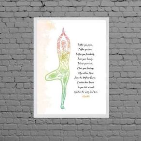 Quadro Decorativo Yoga Frase Gandhi 33X24Cm Moldura Branca