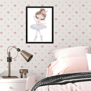 Quadro Infantil Menina Bailarina Soft 45X34Cm - Com Vidro
