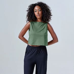 Blusa Regata Cropped Feminina Basicamente Ref. 111904