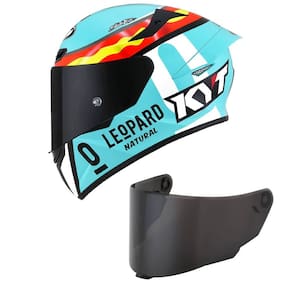Capacete KYT TT Course Jaume Masia Leopardo Azul Mais Viseira Fumê