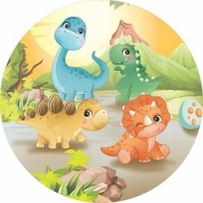 Painel Redondo 3D Sublimado Dino Baby Frd-1645