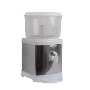 Bebedouro de Água com Filtro em Inox com Base De Barro e Suporte Branco