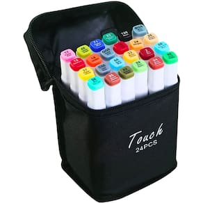 Kit De Canetas Marcador Permanente Ponta Dupla Touch 24Cores