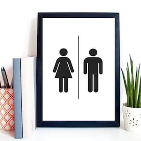 Quadro Para Sinalizar Banheiro Unissex 33X24Cm - Com Vidro