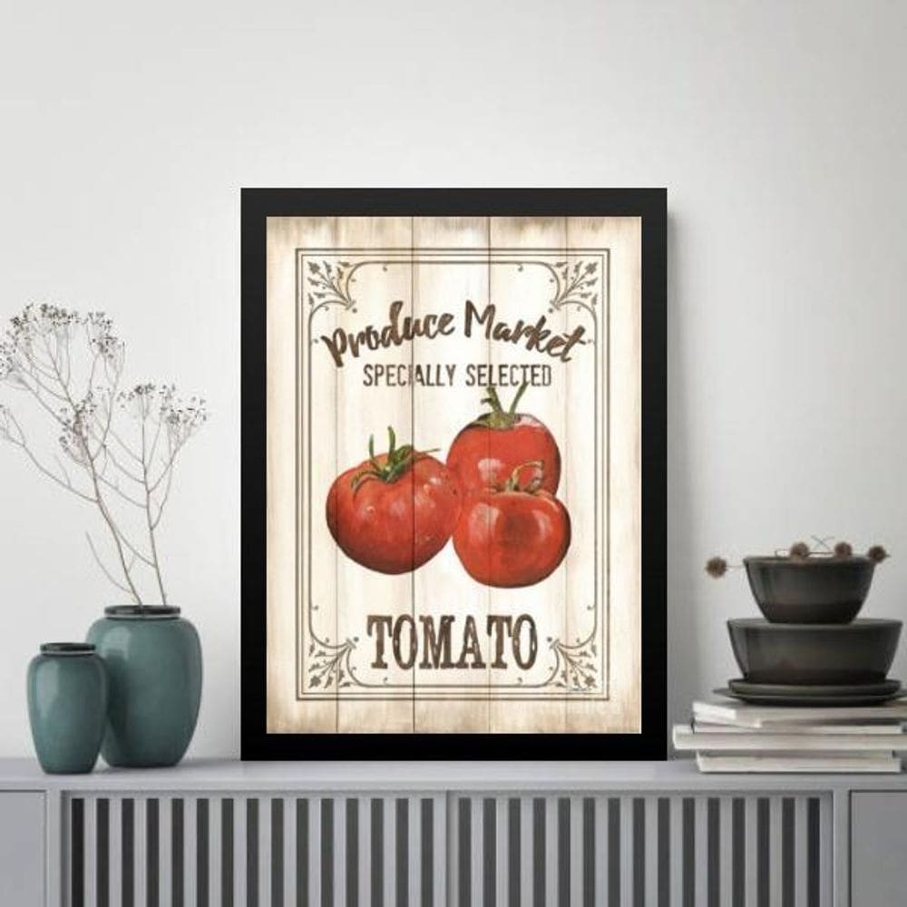 Quadro Vintage Para Cozinha Tomate 24X18Cm - Com Vidro