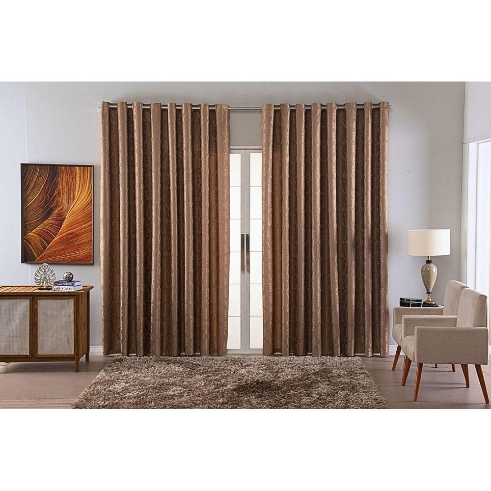 Cortina Jacquard Luxo Em Tecido Semi Blackout Sala 6,00X2,80