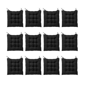 Kit Com 12 Almofadas Futon Assento Para Cadeira Preta