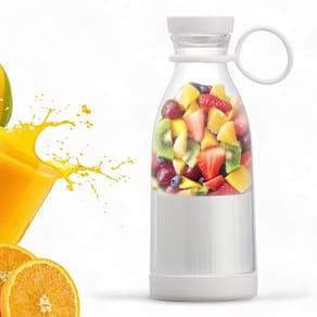 Mini Liquidificador 380ml USB Branco Portátil com 6 Lâminas para Sucos e Vitaminas