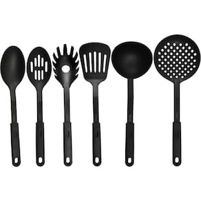 Conjunto Utensílios Cozinha Nylon Black Elegante Luxo 6Peças