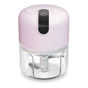 Processador Portátil de Alimentos Rosa 280ml USB Tritura Alho e Pimenta com 3 Lâminas Bivolt